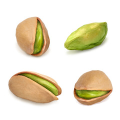 Wall Mural - Pistachios isolated on white background including clipping path