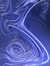 Interlacing Abstract Blue Colored Curves. 3D Rendering