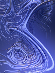 Poster - Interlacing abstract blue colored curves. 3D rendering