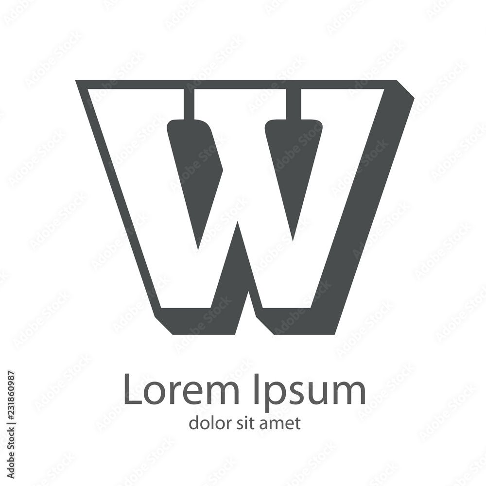 Photo Art Print Logotipo Con Letra W En Espacio Negativo