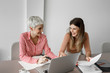 © LUMINA IMAGES - Two beautiful smiling Caucasian businesswomen working together at meeting room.