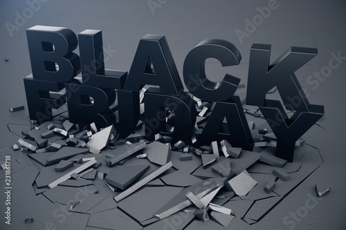 Black Friday Sale Message For Shop Business Shopping Store Banner For Black Friday Black Friday Crushing Ground 3d Text Breaking Through Floor 3d Illustration Buy This Stock Illustration And Explore Similar