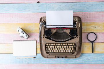 Poster - Top view of retro style typewriter in studio