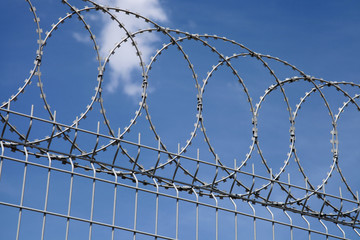 Chainlink fence and the blue sky