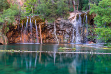 Waterfalls And Lake In Hanging Lake, Colorado, USA