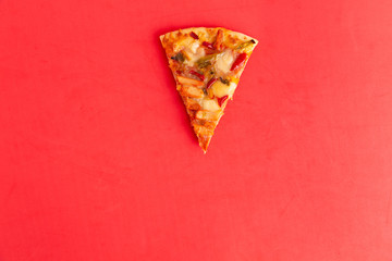 piece of pizza in color background