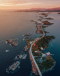 Atlantic Ocean Road while sunset in Norway