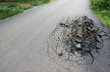asphalt road with cracks