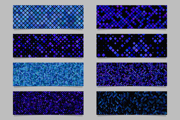 Poster - Abstract blue diagonal rounded square pattern banner background set - vector graphic design