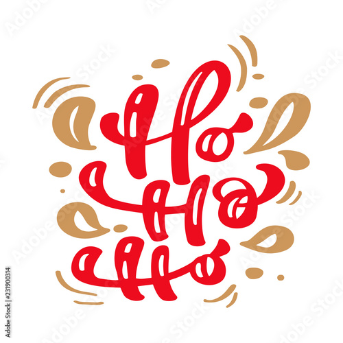 Ho Ho Ho Red Christmas Vintage Calligraphy Lettering Vector Text