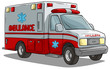 Cartoon ambulance emergency car or truck