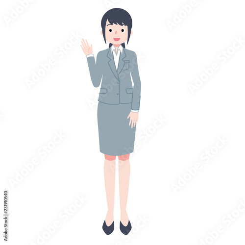 右手をあげる女性会社員 Stock Vector Adobe Stock
