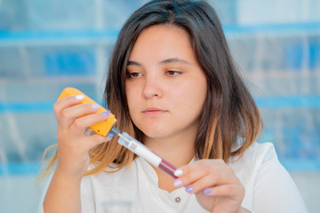 Sticker -  juice and wine  in inspection, lab, measurement of sugar content