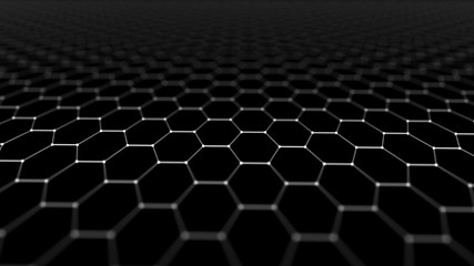 Leinwandbilder - Abstract technology background. Artificial intelligence. Futuristic hexagon perspective background. Big data visualization. 3D rendering.