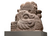 Colossal Aztec stone serpent head.  Stone representation of the Aztec God Quetzalcoatl 