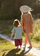 Portrait of a boy and girl  in summer