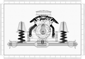 Poster - car chassis and engine Design 