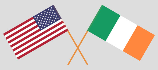 USA and Ireland. The American and Irish flags. Official colors. Correct proportion. Vector