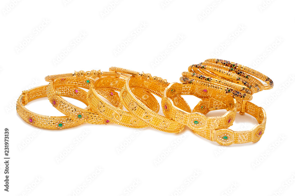Tangles Gold Gold Bangles Stock Photo | Adobe Stock