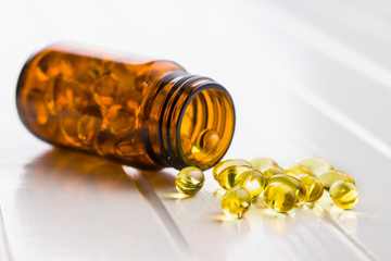 Omega 3 gel capsules.