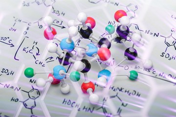 Wall Mural - Close up of Molecular structure model on background