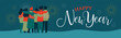 Happy New Year friend people group web banner