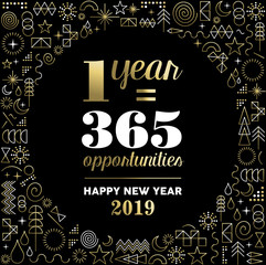 Wall Mural - New Year 2019 inspiration quote poster gold