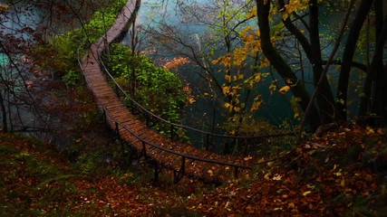 Wall Mural - Beautiful waterfall, lakes and autumn forest in Plitvice National Park, Croatia