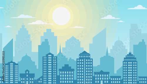 Cuadros en Lienzo City skyline. Urban landscape. Silhouette of the city