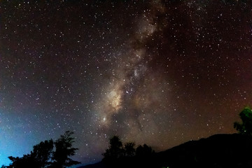 Wall Mural - stars and the milky way on mountain in the beautiful night sky .