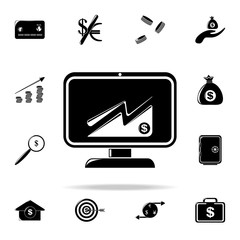 Poster - chart of currency growth on the monitor icon. Finance icons universal set for web and mobile