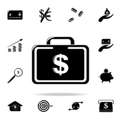 Poster - suitcase with money icon. Finance icons universal set for web and mobile