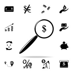Poster - magnifier and dollar icon. Finance icons universal set for web and mobile