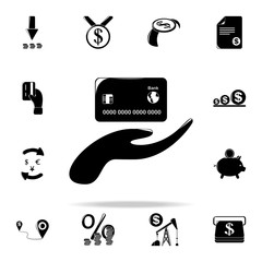 Poster - hand holds a credit card icon. Finance icons universal set for web and mobile