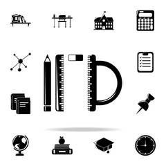 Poster - set of rulers and pencil icon. Education icons universal set for web and mobile