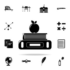 Poster - books and apple icon. Education icons universal set for web and mobile