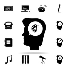 Poster - human head and palette icon. Education icons universal set for web and mobile