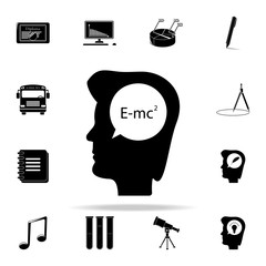 Poster - human head and formula icon. Education icons universal set for web and mobile
