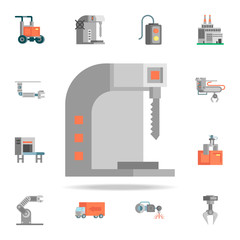 Poster - colored saw production icon. Production icons universal set for web and mobile