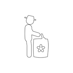 Poster - man bag of grain icon. Element of gardening for mobile concept and web apps illustration. Thin line icon for website design and development, app development. Premium icon