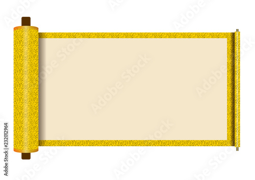 イラスト素材 巻物 無地 黄色 背景有り 巻子本 巻子装本 Scroll Stock Illustration Adobe Stock