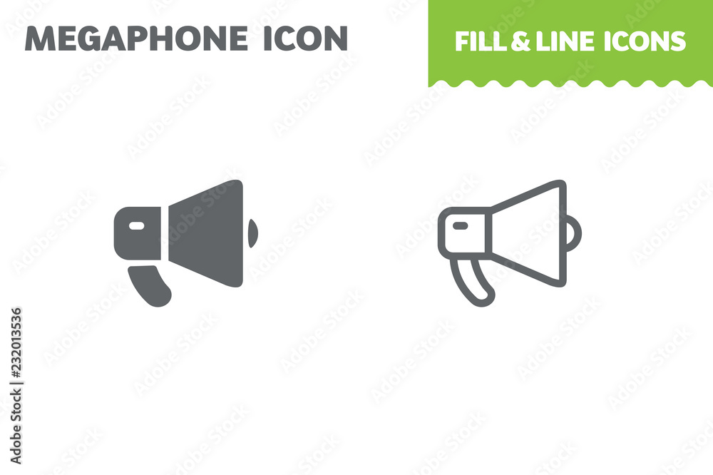 Mega Line Icon Megaphone icon, vector. Fill and line. Flat design. Ui icon Stock ...