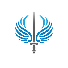 Creative Sword With Bird Wings, Battle And Security Metaphor Logo Vector Concept