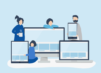 Wall Mural - people with web design concept illustration