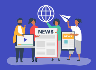 Poster - people showcasing different types of ways to access news