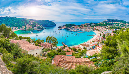Wall Mural - panoramic view of porte de soller, palma mallorca, spain