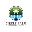 Circle palm logo with green and blue color