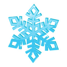 Blue Snowflake. 3d Symbol
