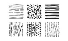 Monochrome Abstract Patterns Set, Black, Gray, White Irregular Design Elements