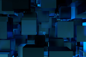 Poster - Abstract composition from 3d cubes with shadows. 3d rendering.